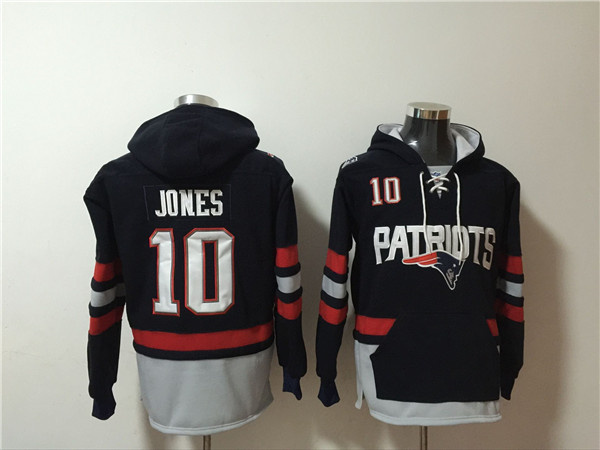 Men's New England Patriots #10 Mac Jones Black Ageless Must-Have Lace-Up Pullover Hoodie